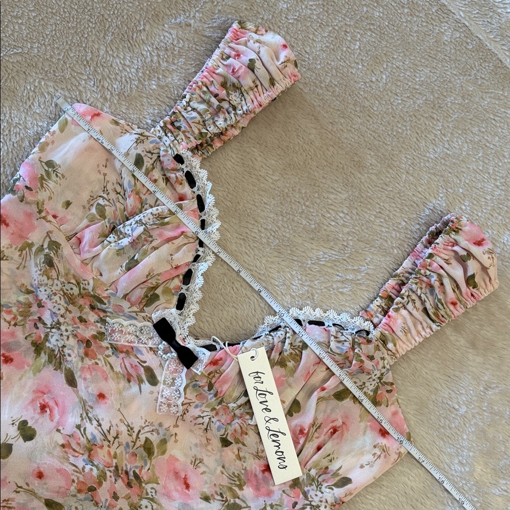 FOR LOVE & LEMONS Emmaline Floral Lace Trim Maxi Dress - Picture 16 of 17